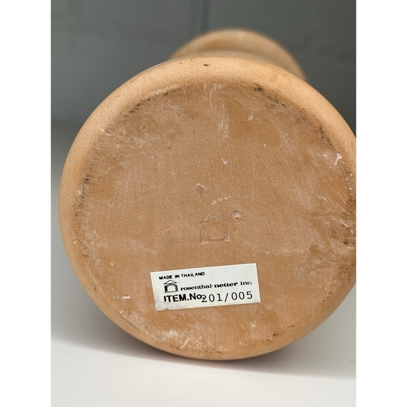 Rosenthal Netter Vintage Terracotta Flared Vase Hand Painted Flowers Green - Picture 11 of 11